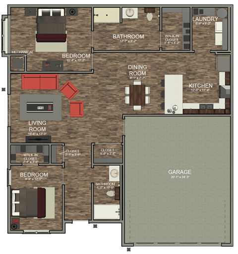 2 bed 2 bath Morada Floorplan at Morada at Maysville, Fort Wayne, IN